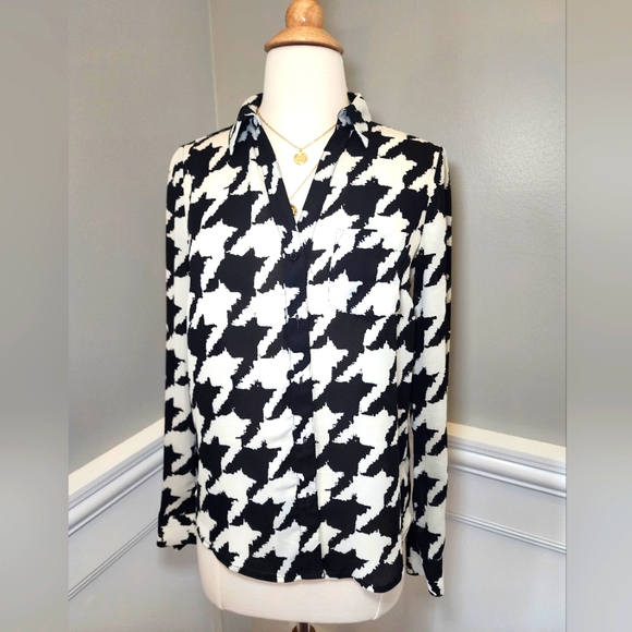 The Limited Ashton XS Shirt Black and White Houndstooth - Picture 1 of 6